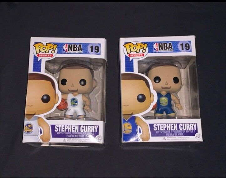 RARE VAULTED #19 STEPHEN CURRY FUNKO POPS WHITE AND BLUE JERSEYS