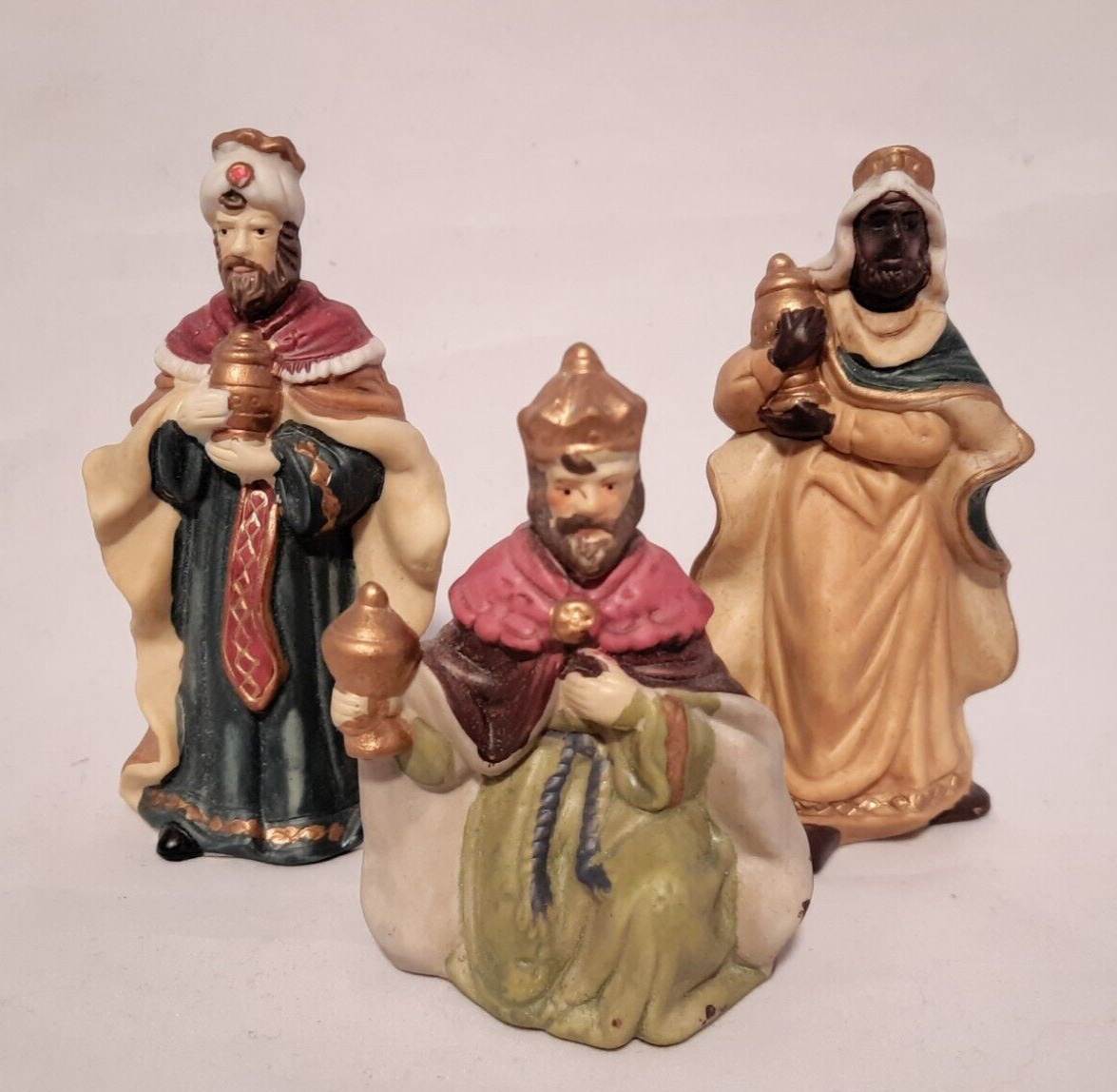 Porcelain 3 Three Wise Men Nativity Figures from Wal-Mart Holiday Time 10 pc set