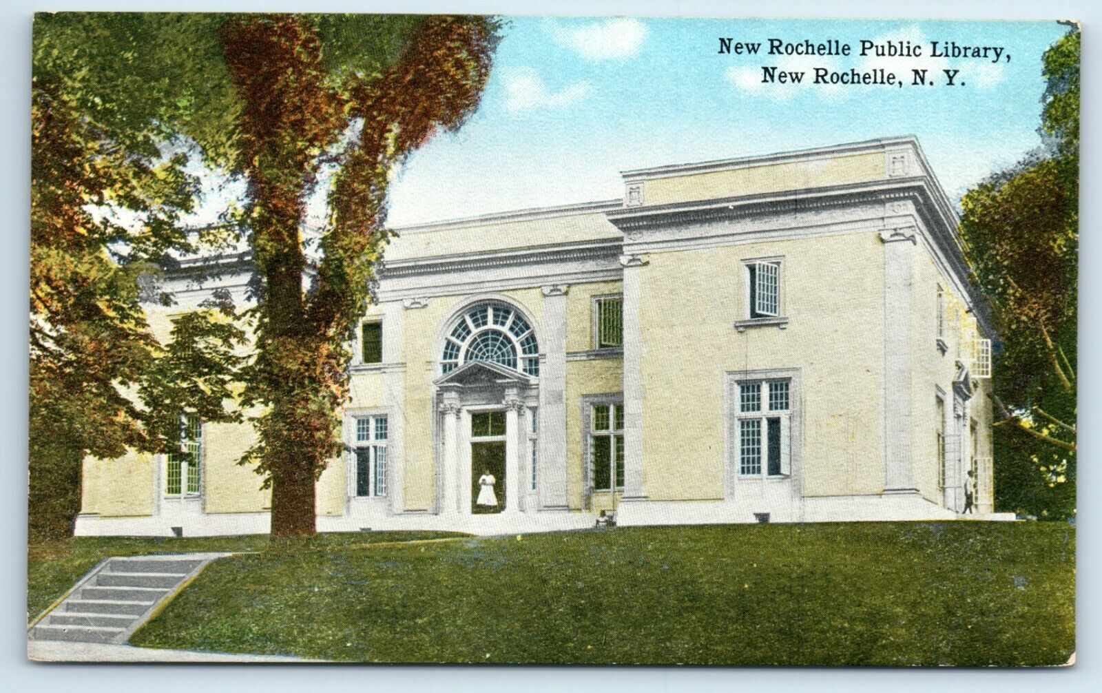 Postcard New Rochelle Public Library, New Rochelle NY A163