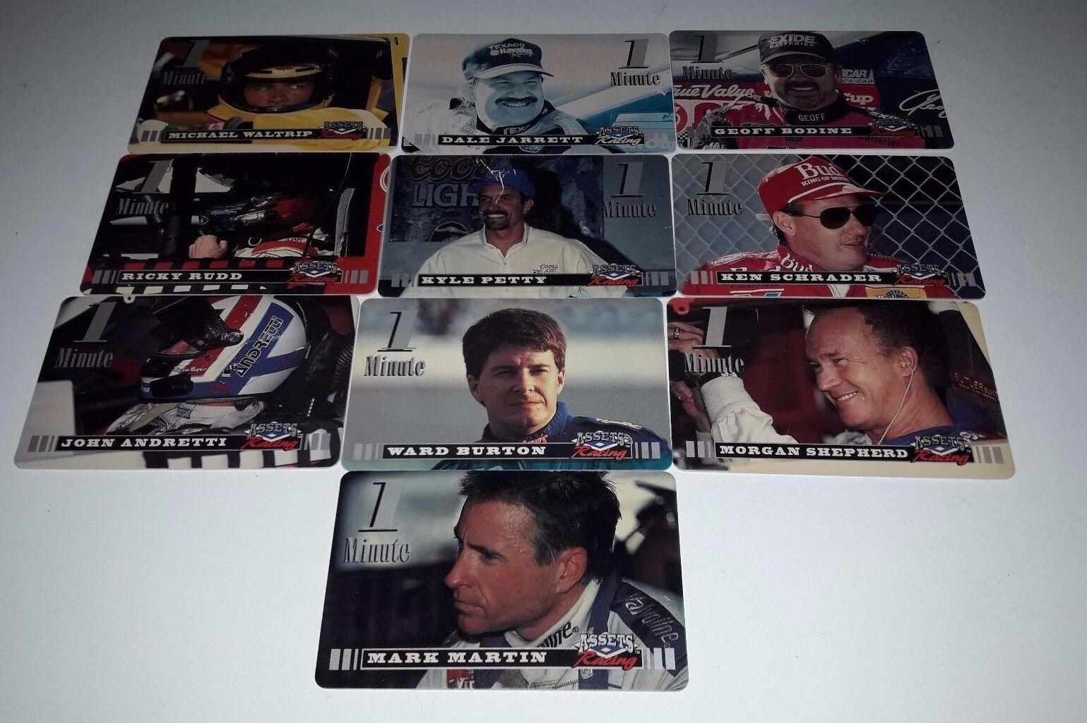 Assets Racing 1995: 1 Minute Cards -  Set of 10 Different Phone Cards