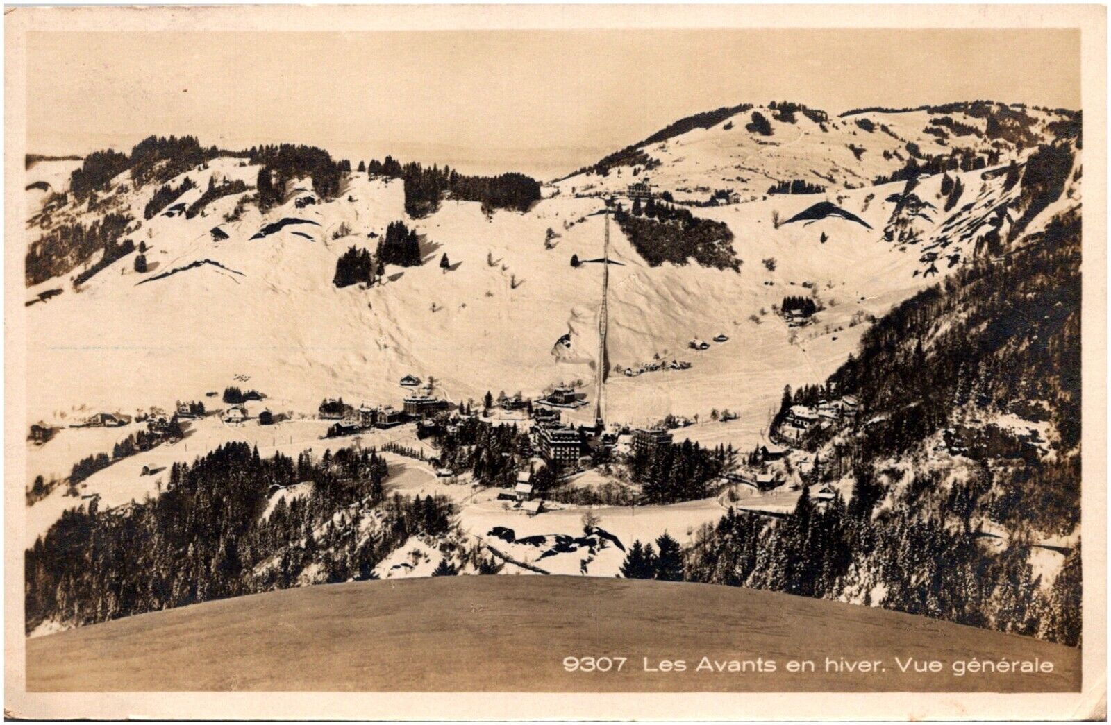 Les Avants in Winter Switzerland Vaud Alps 1928 RPPC Swiss Postcard Photo