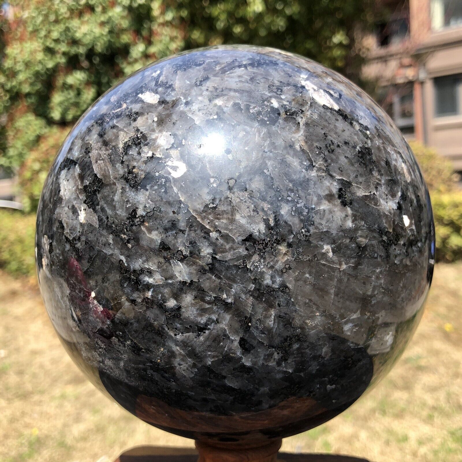 10.12LB Natural Beautiful Blue amphibole ball Quartz Crystal Sphere Healing 886