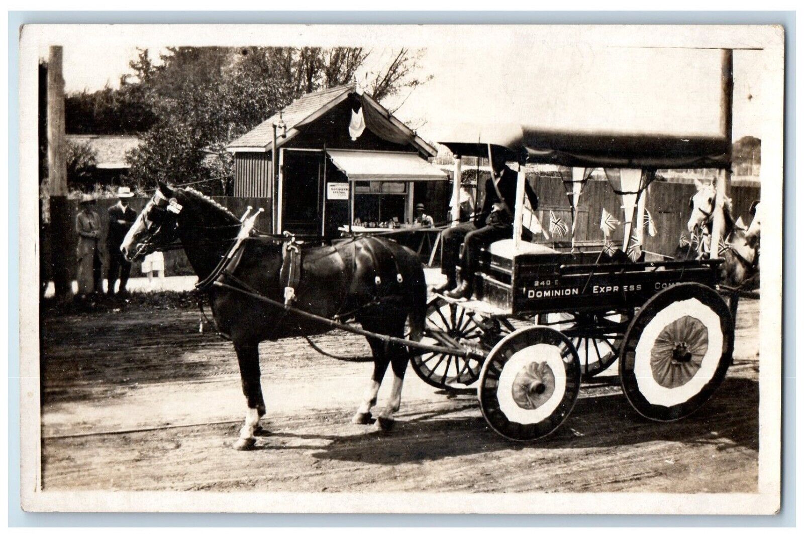 c1915 Candid Dominion Express Co. Horse Carriage Britain RPPC Photo Postcard