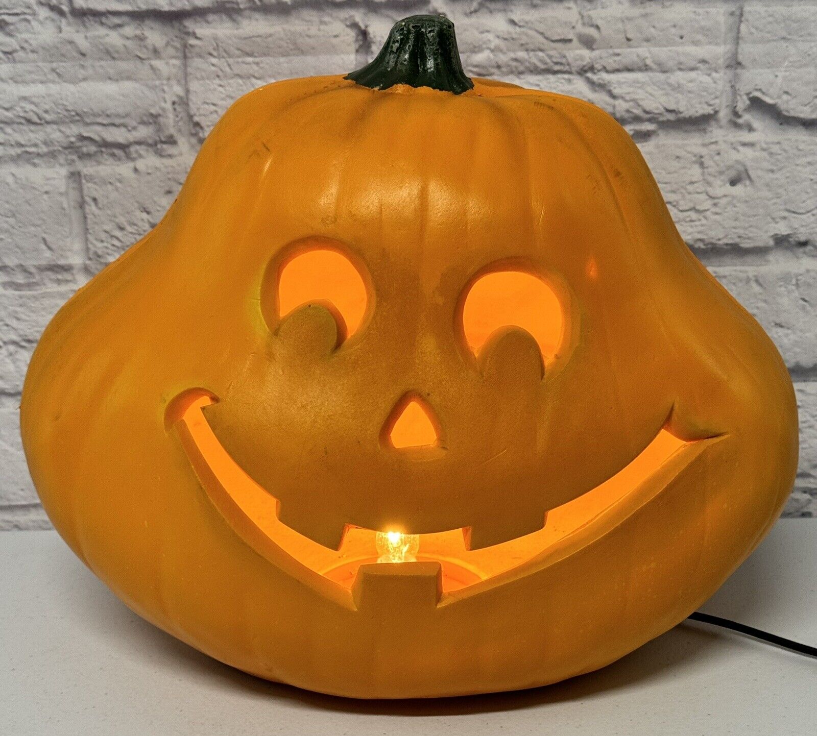 Lighted Foam 13” Halloween Jack-o-Lantern Fat Face Pumpkin