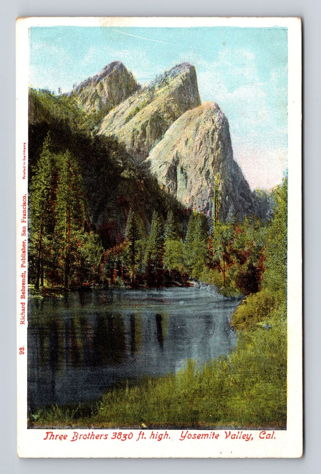 Yosemite Valley CA- California, Three Brothers, Mountains, Vintage Postcard