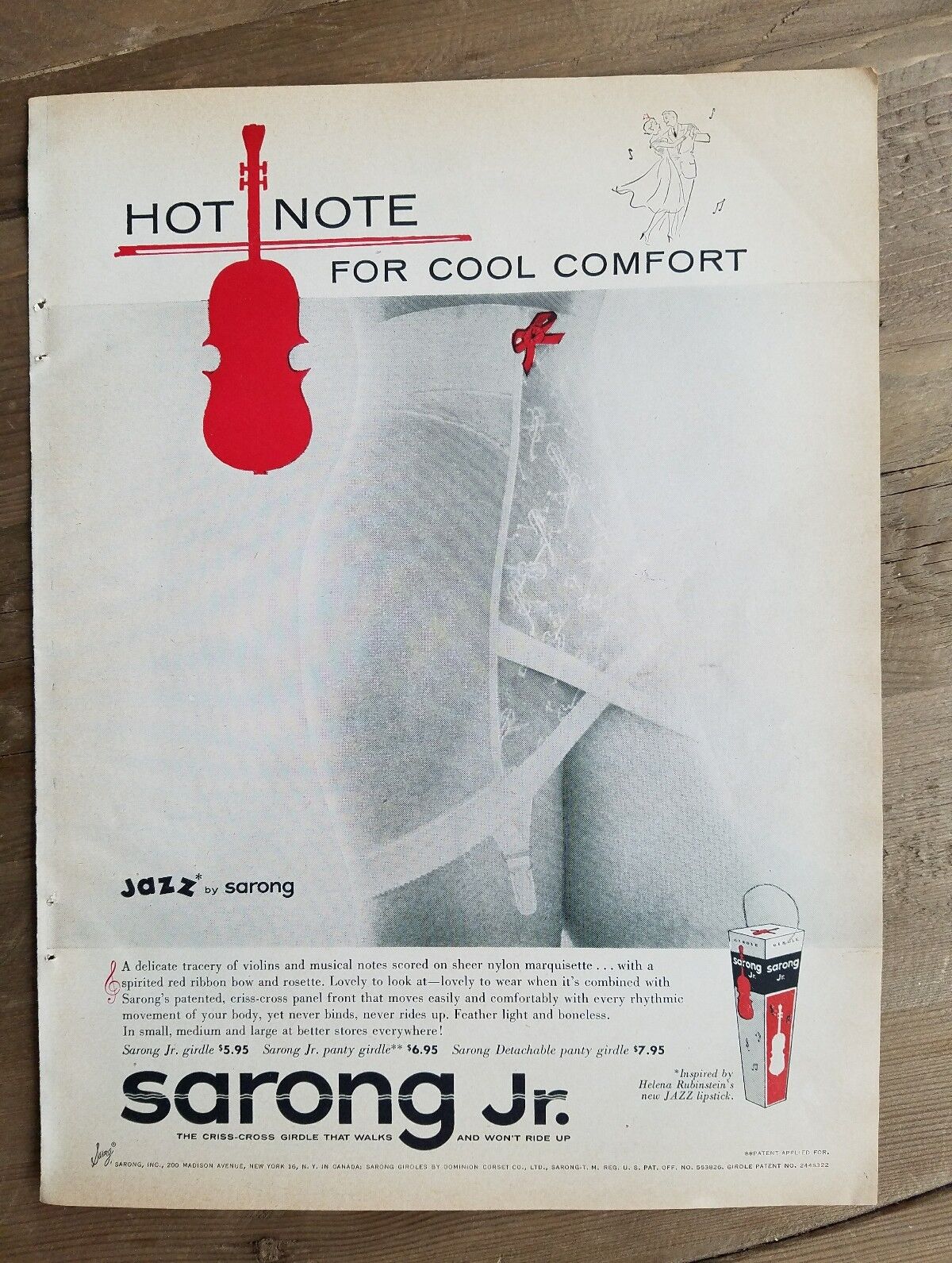 1955 women\'s hot note girdle garters Jazz by Sarong red bow fashion ad