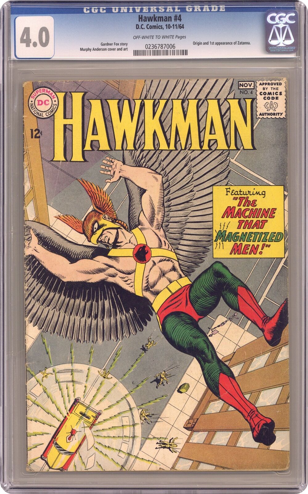 Hawkman #4 CGC 4.0 1964 0236787006 1st app. and origin Zatanna