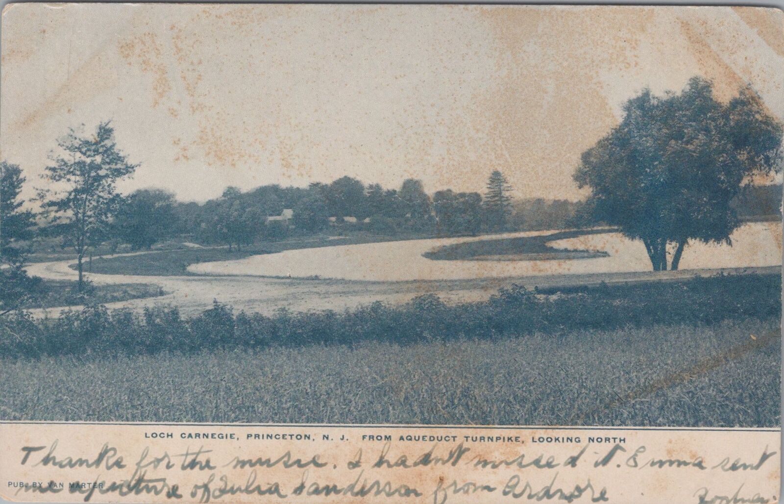 Loch Carnegie Princeton NJ From Aqueduct Turnpike Looking North 1907 Postcard