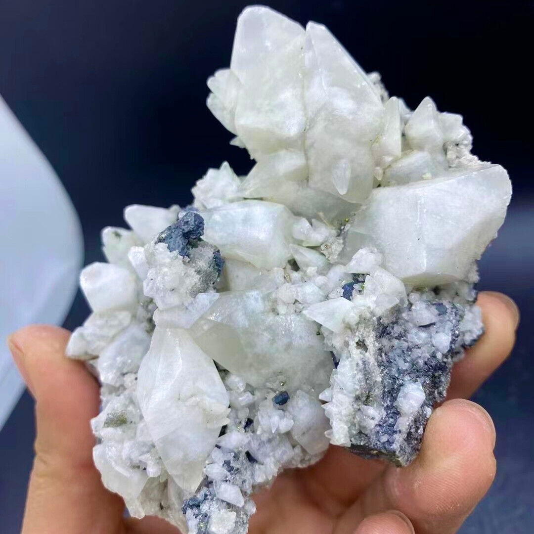 267G Beautiful  Natural White Calcite Quartz Crystal Cluster Mineral Specimen