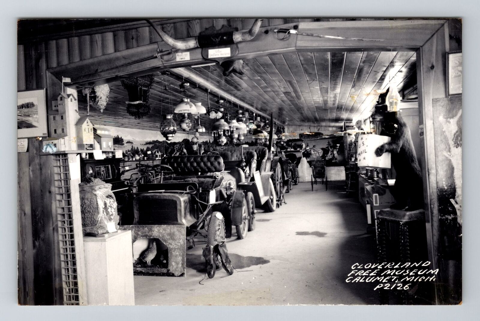 Calumet MI-Michigan, RPPC Cloverland Free Museum, Real Photo Vintage Postcard
