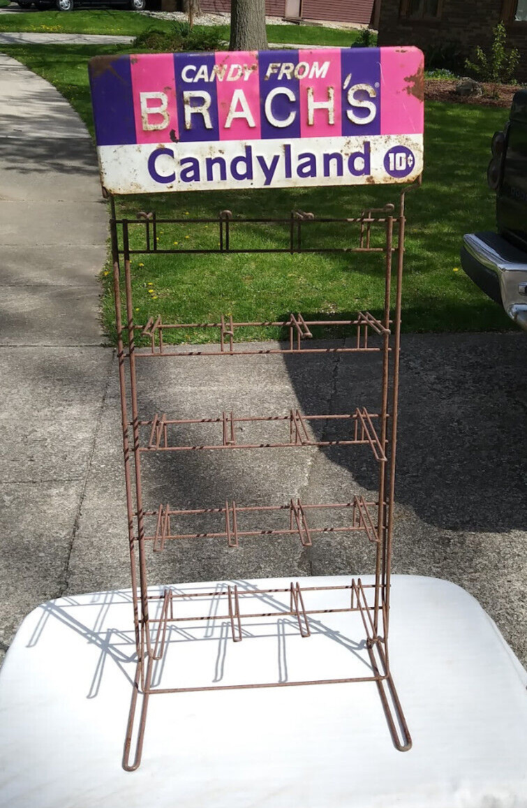 Brach's Candy Metal Store Display Candyland Sign Rack Stand 10 Cent Vintage ~3ft
