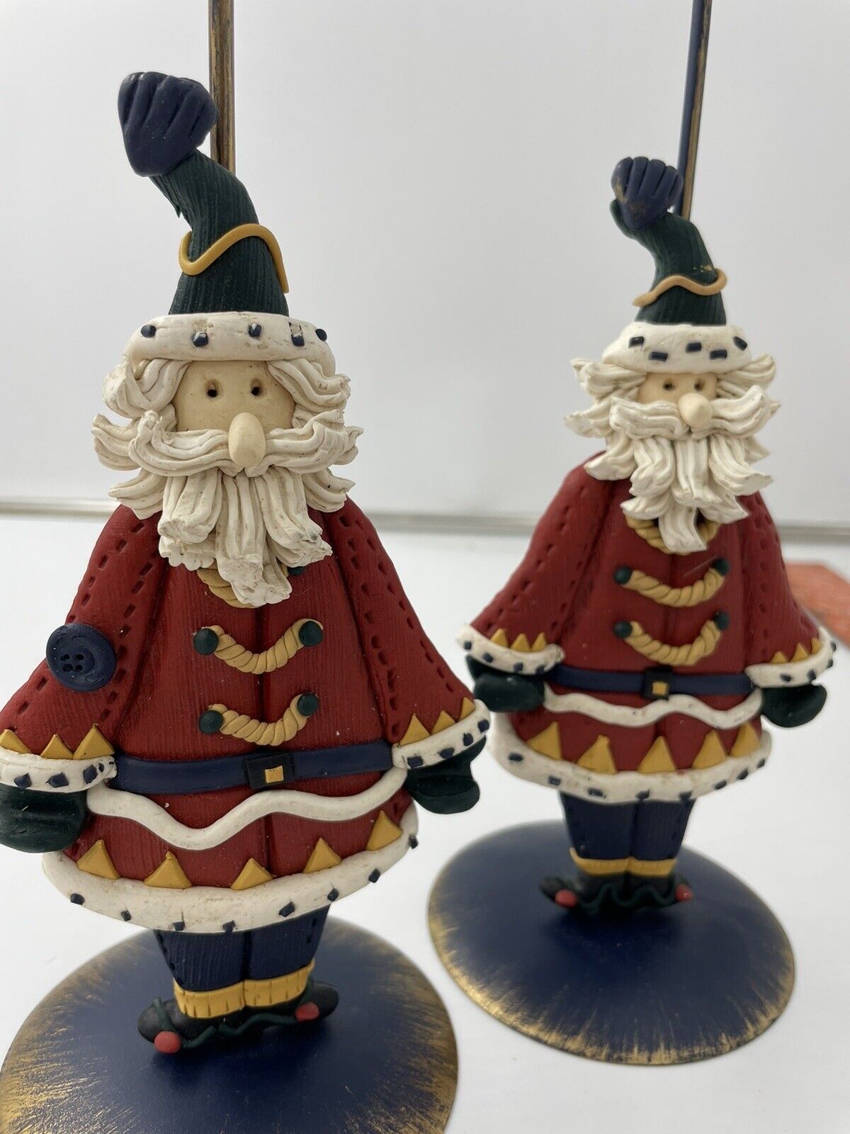 Vintage Papel Freelance Set Of 2 Santa Claus Candle Stick Holders