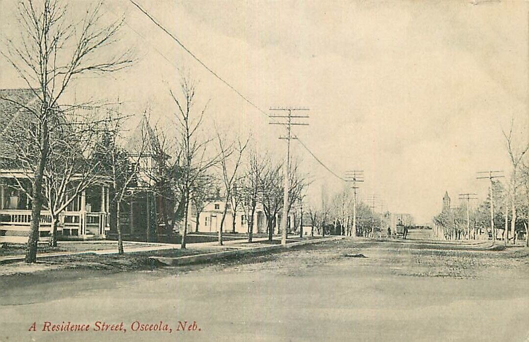 Postcard Residential Street Scene, Osceola, Nebraska - circa 1908