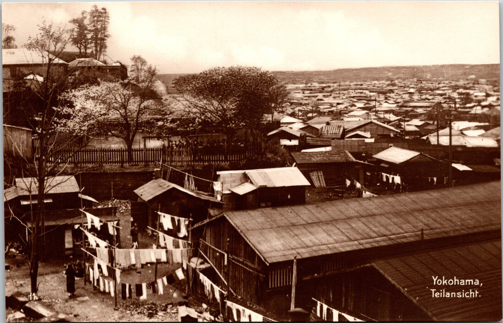 Aerial View Yokohama Pre 1923 Earthquake Japan Trinks-Bildkarte Postcard RPPC