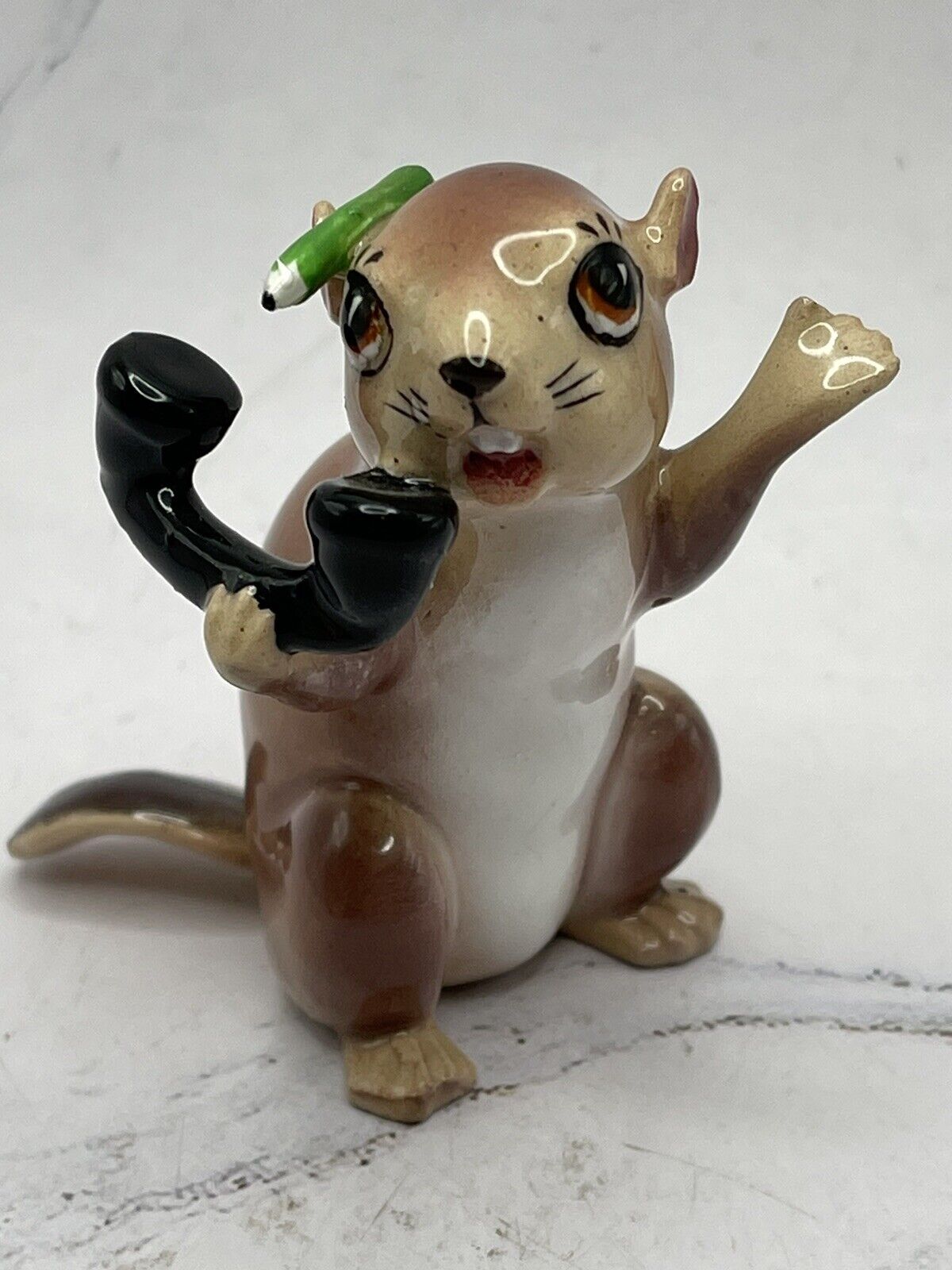 Vintage All Business Beaver on Phone w/Pencil in Ear Figurine 2.5 Inches Tall