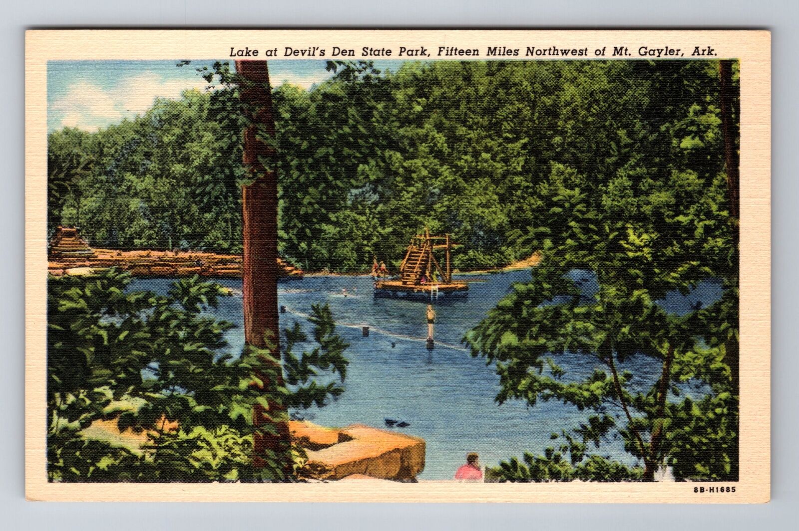 Mt Gayler AR-Arkansas, Lake At Devil's Den State Park, Vintage Postcard