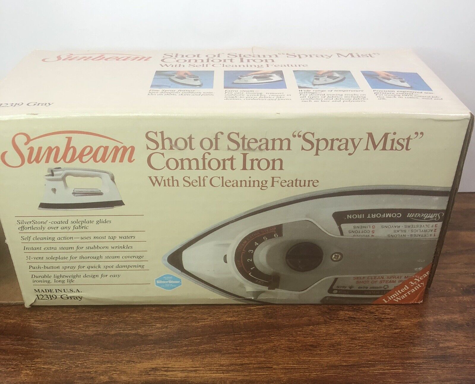 Vintage Sunbeam Comfort Iron “Spray Mist” #12319 Gray Self Cleaning EUC Tested