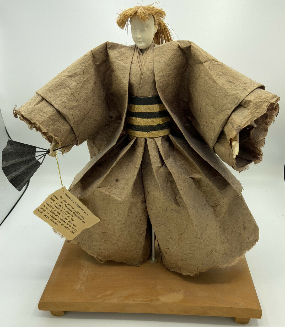 Vintage Carved Wood Japanese Man In Wedding Suit Figurine 