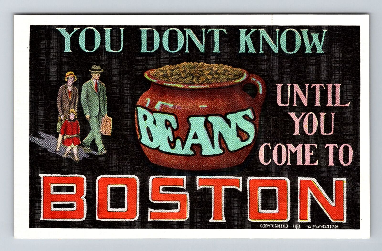 Boston MA-Massachusetts, Don't Know Beans, Comic Vintage Souvenir Postcard