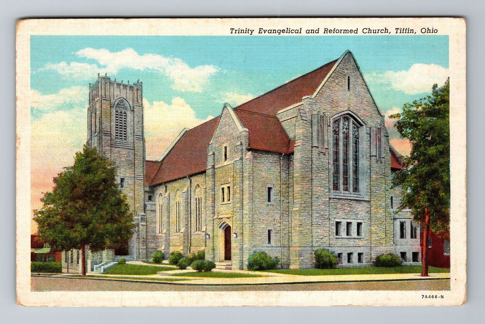 Tiffin OH-Ohio, Trinity Evangelical & Reformed Church, Antique Vintage Postcard