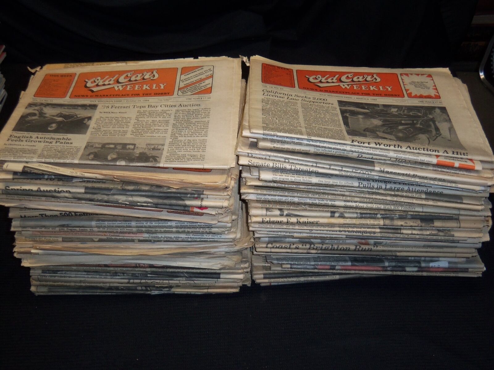 1975-1984 OLD CARS WEEKLY NEWSPAPERS LOT OF 120 ISSUES - GREAT PHOTOS - O 3150
