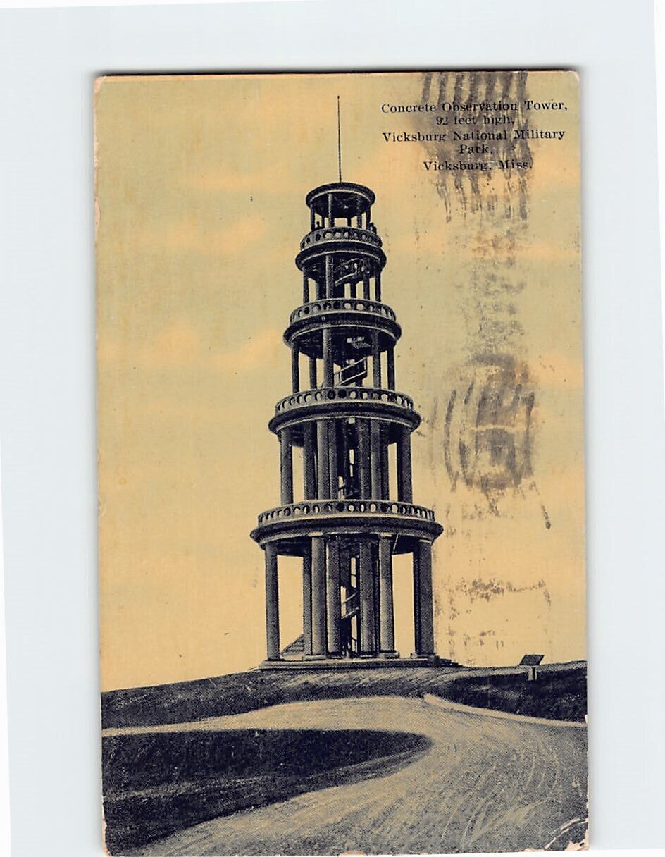 Postcard Concrete Observation Tower Vicksburg National Military Park Mississippi