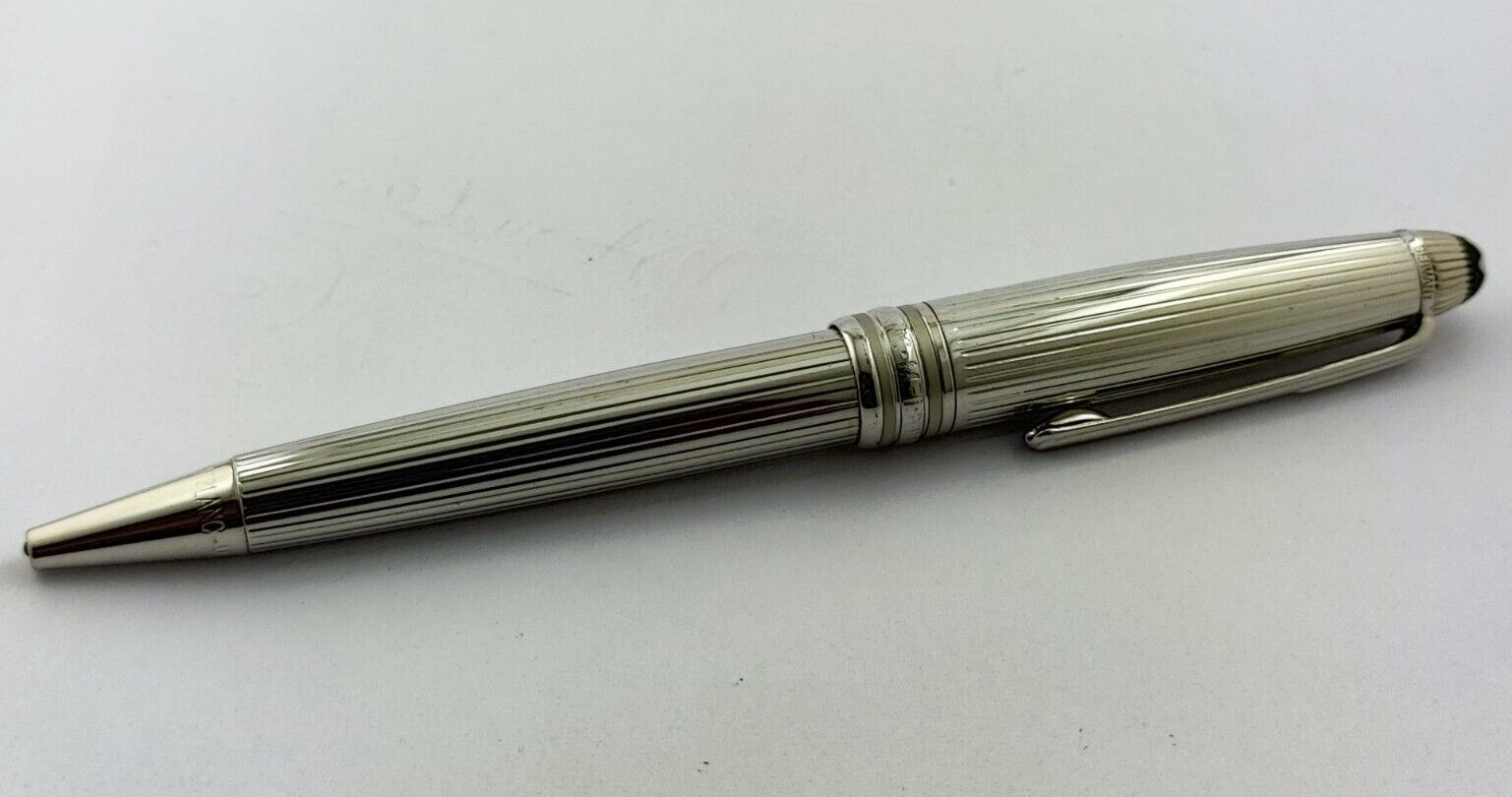 Premium Montblanc Meisterstuck Silver Pen + Silver Cap Roller Ballpoint Pen
