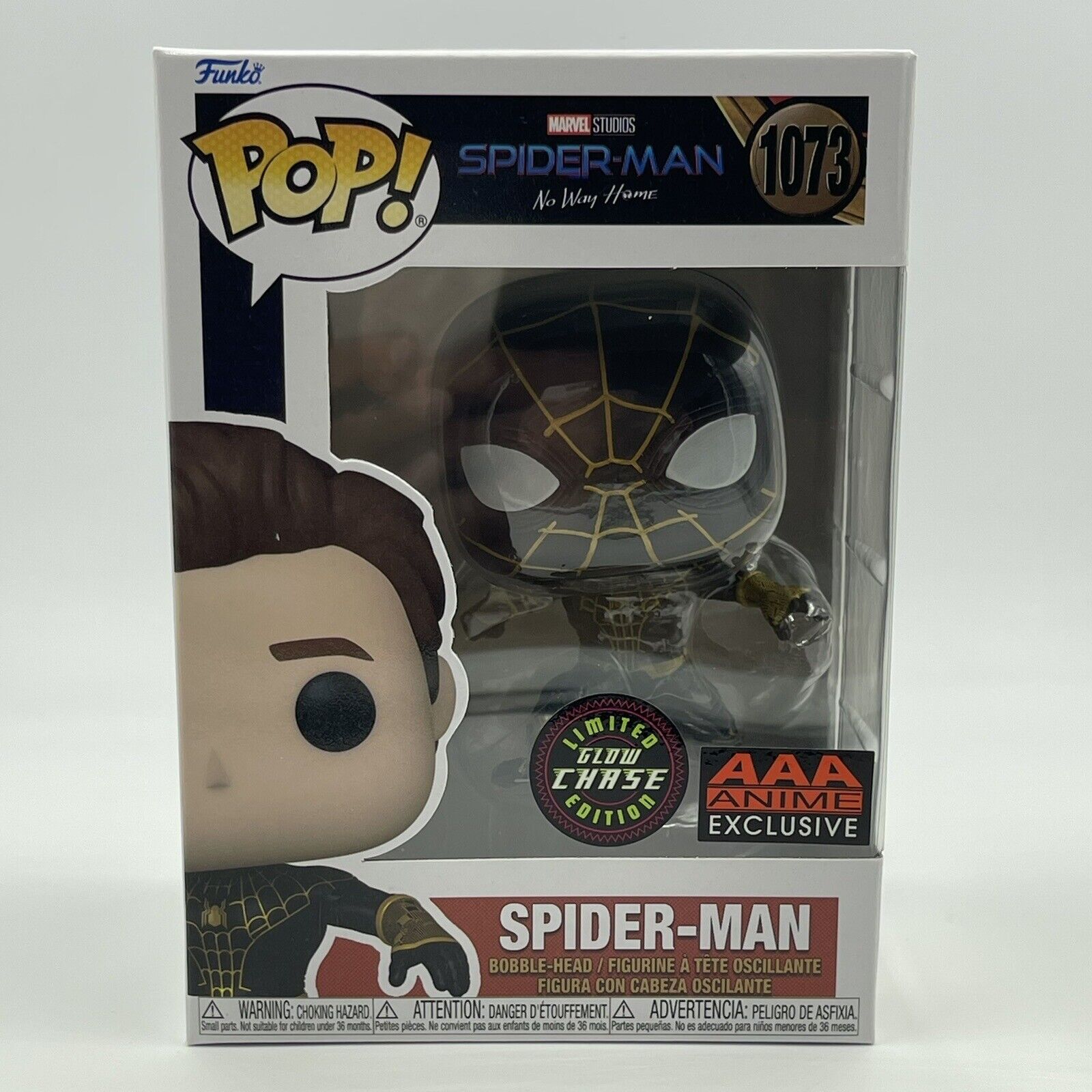 Funko Pop Marvel Spider-Man No Way Home Glow AAA Exclusive #1073 With Case