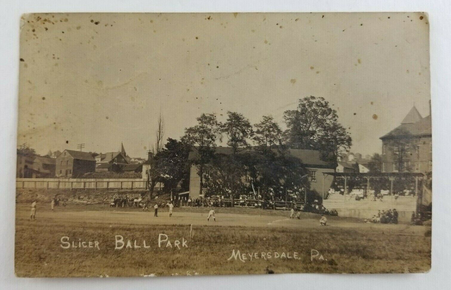 Postcard Real Photo Baseball Game at Slicer Park Meyersdale Pennsylvania 1908