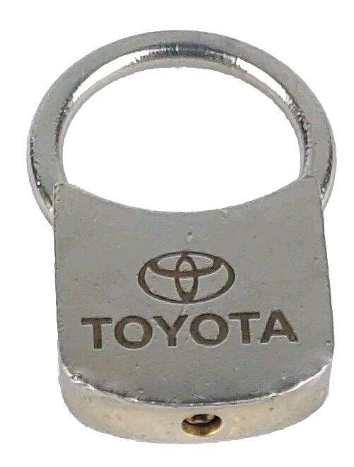Vintage Toyota Padlock Style Keychain Key Ring Advertisement Silver Tone Metal