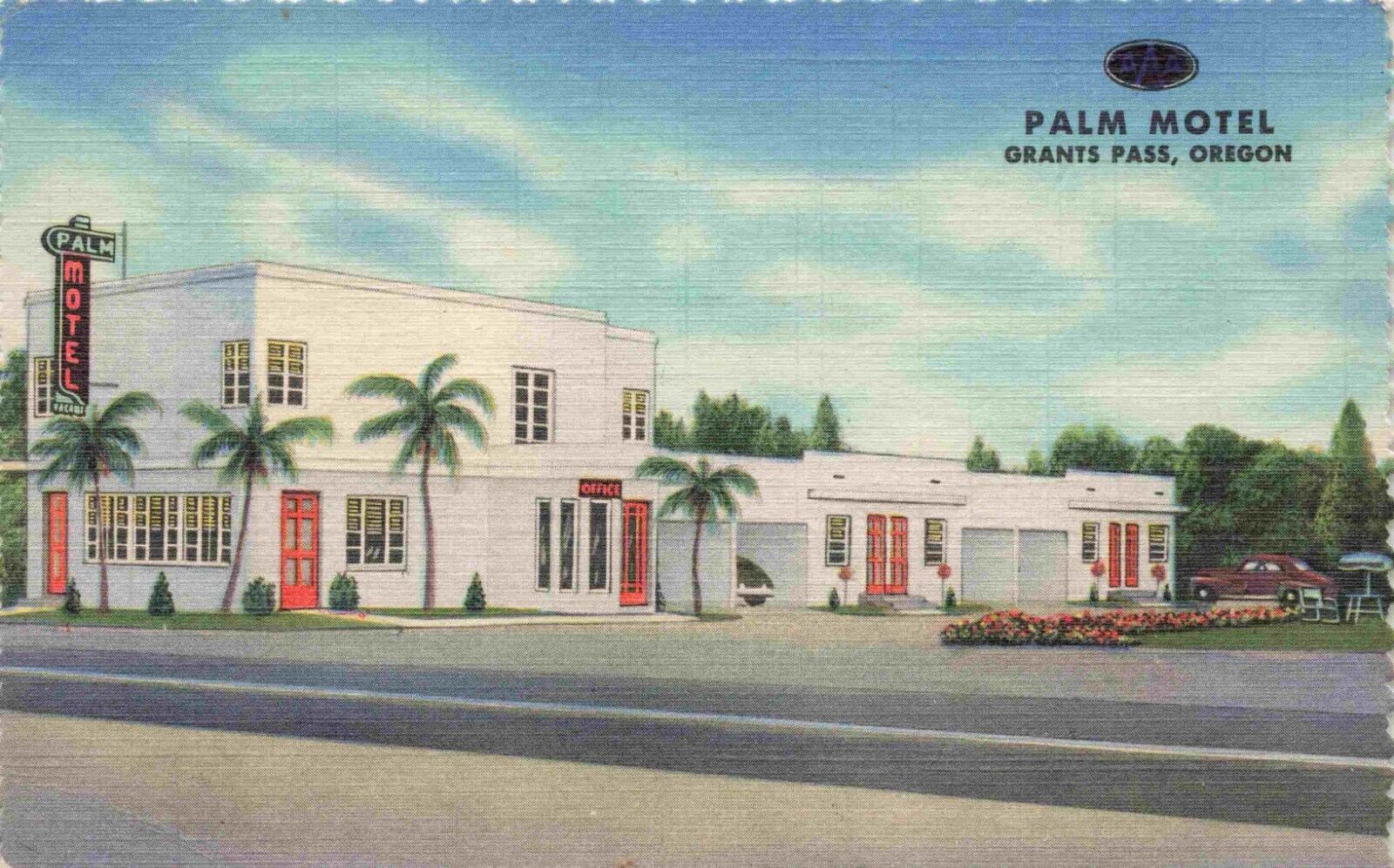 Palm Motel Grants Pass Oregon Highway 99 Unused Vintage Linen Curteich Postcard