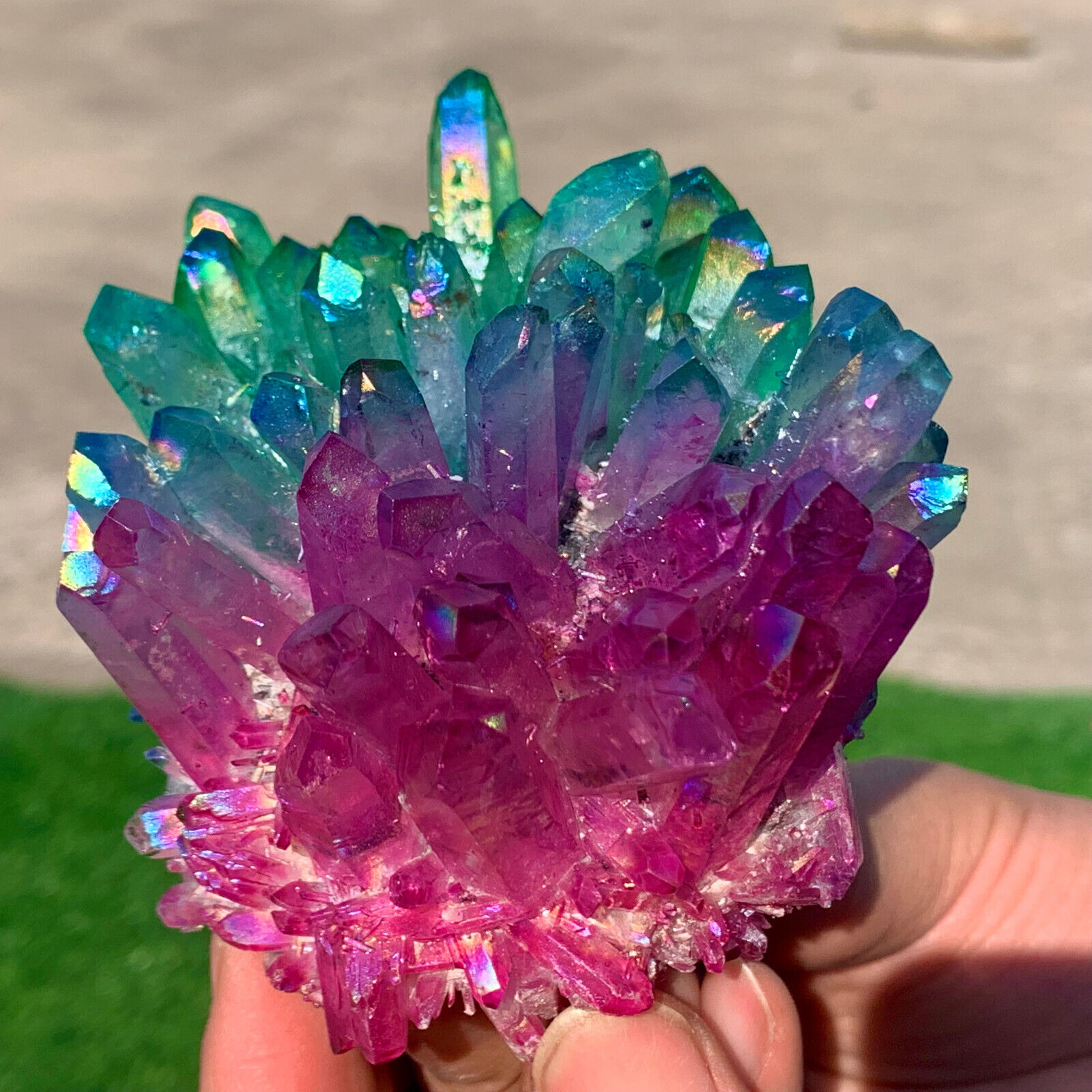 387G  Colorful titaniun Bismuth silicon cluster Phantom Quartz Crystal Minera