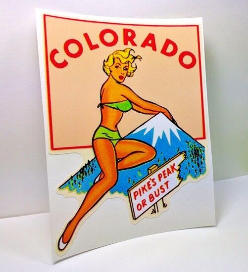 COLORADO Pinup Vintage Style Travel Decal, Vinyl Sticker, Luggage Label