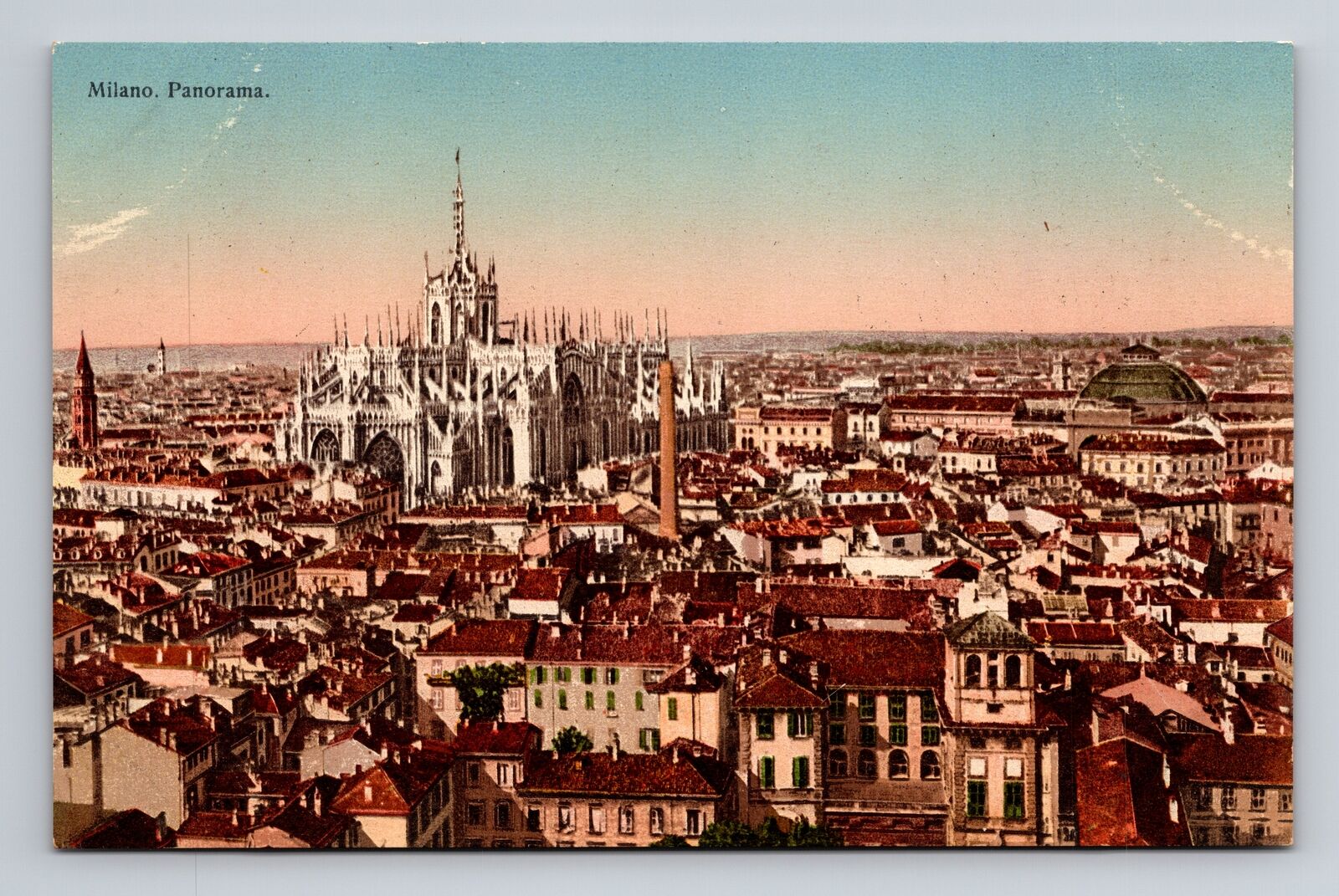 DB Postcard Milan Italy Aerial View Panorama Il Duomo Cathedral