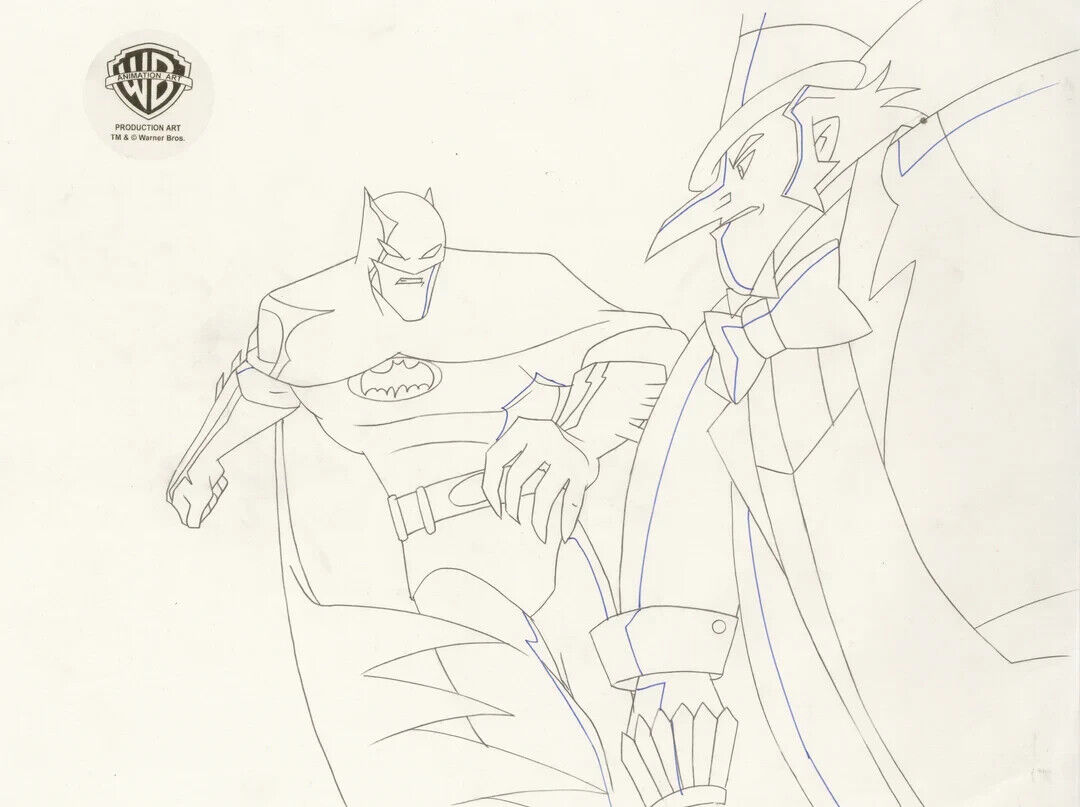Batman Animated Series- Original Production Drawing-Penguin+Batman-The Batman