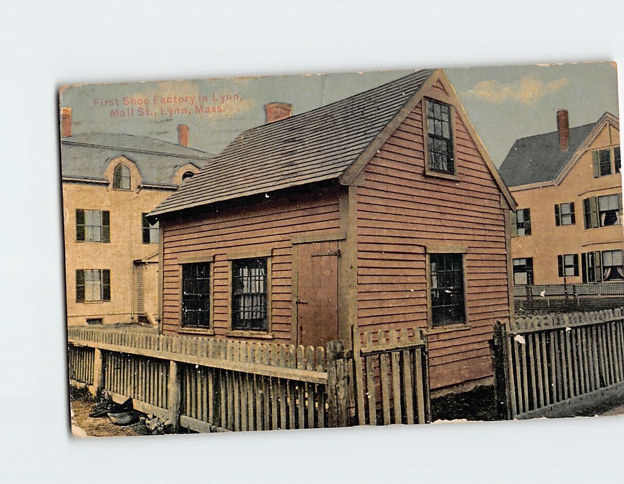 Postcard First Shoe Factory in Lynn Massachusetts USA