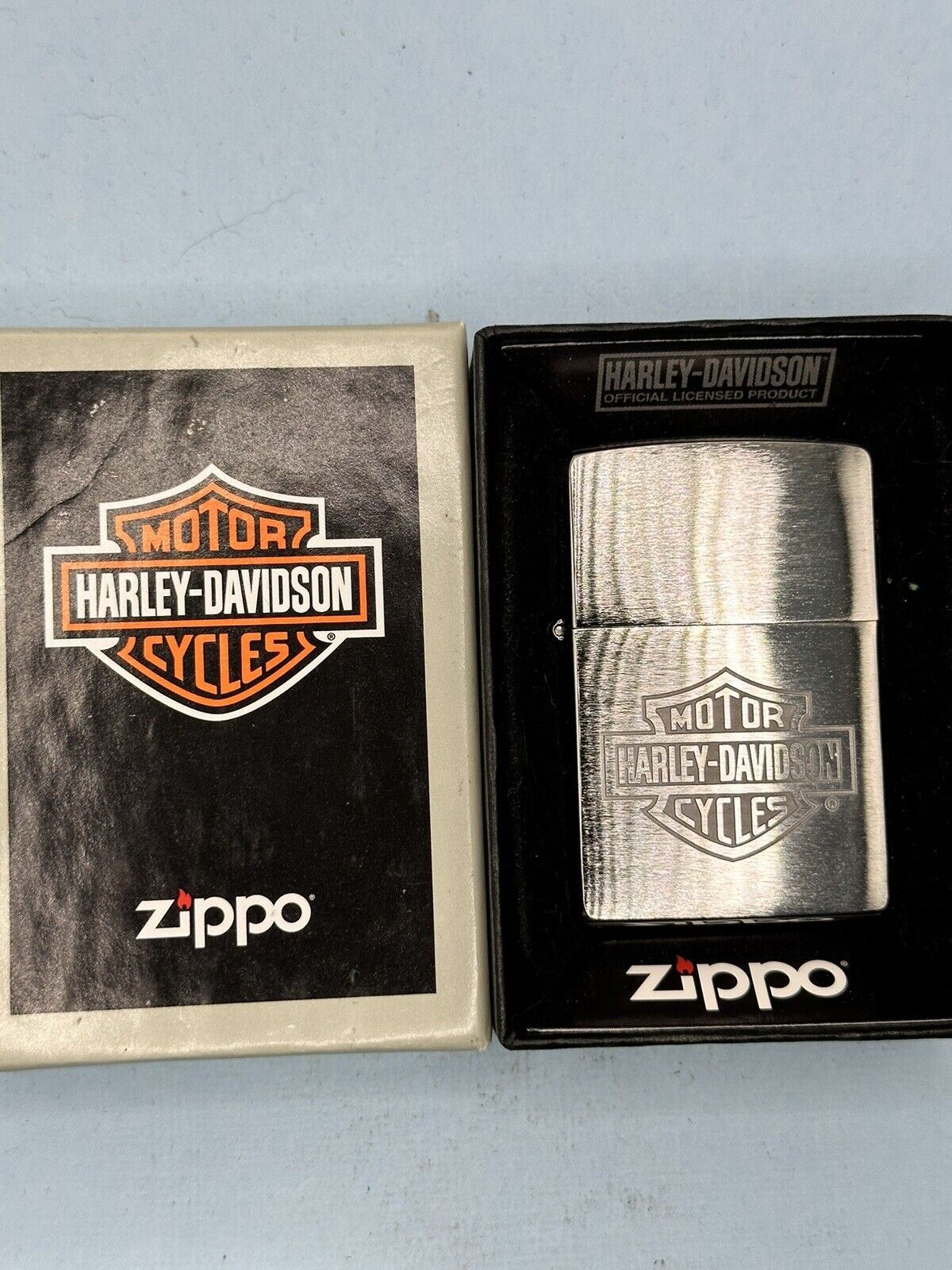 2021 Harley Davidson Bar & Shield Brushed Chrome Zippo Lighter NEW In Box