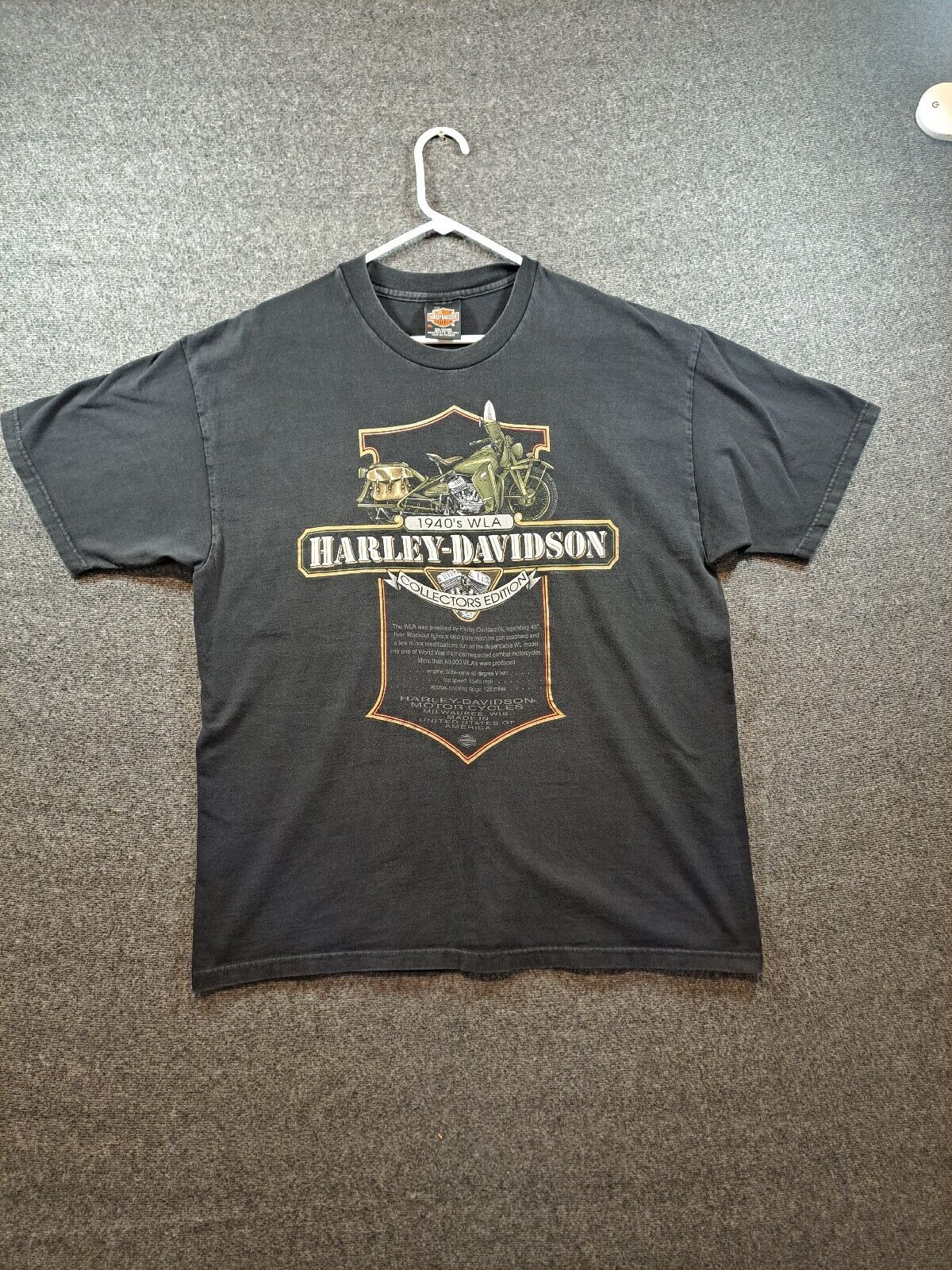 Vintage Men's Harley-Davidson Graphic T-Shirt 1940s WLA Collector's Edition 90s 