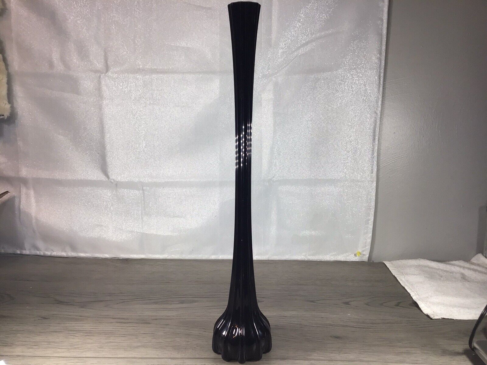 Vintage Large Black Vase (19.75 In Tall X 3.5 In At Base)