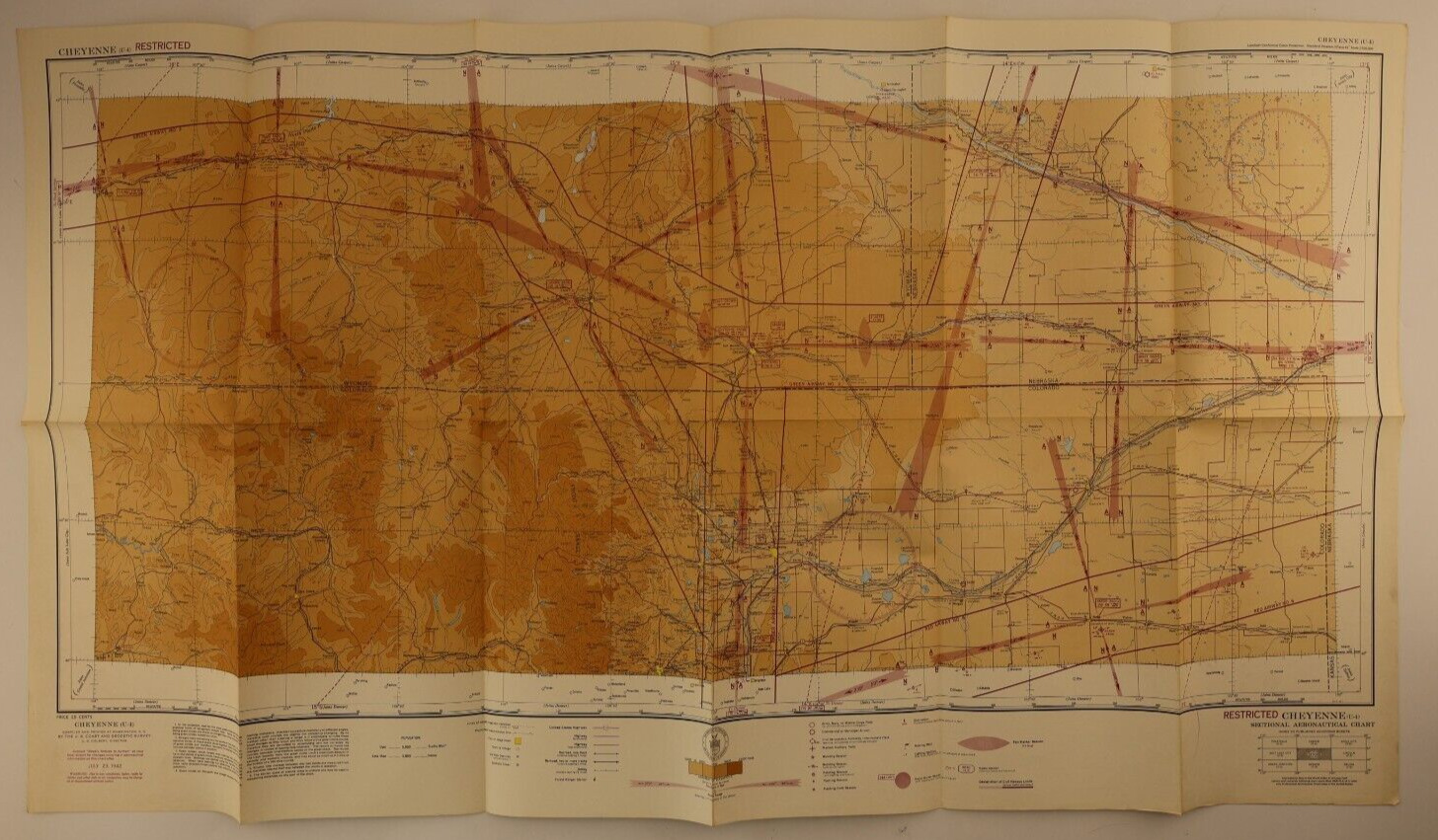 Cheyenne Restricted Area Sectional Aeronautical Chart 1942 Aeronautical Map