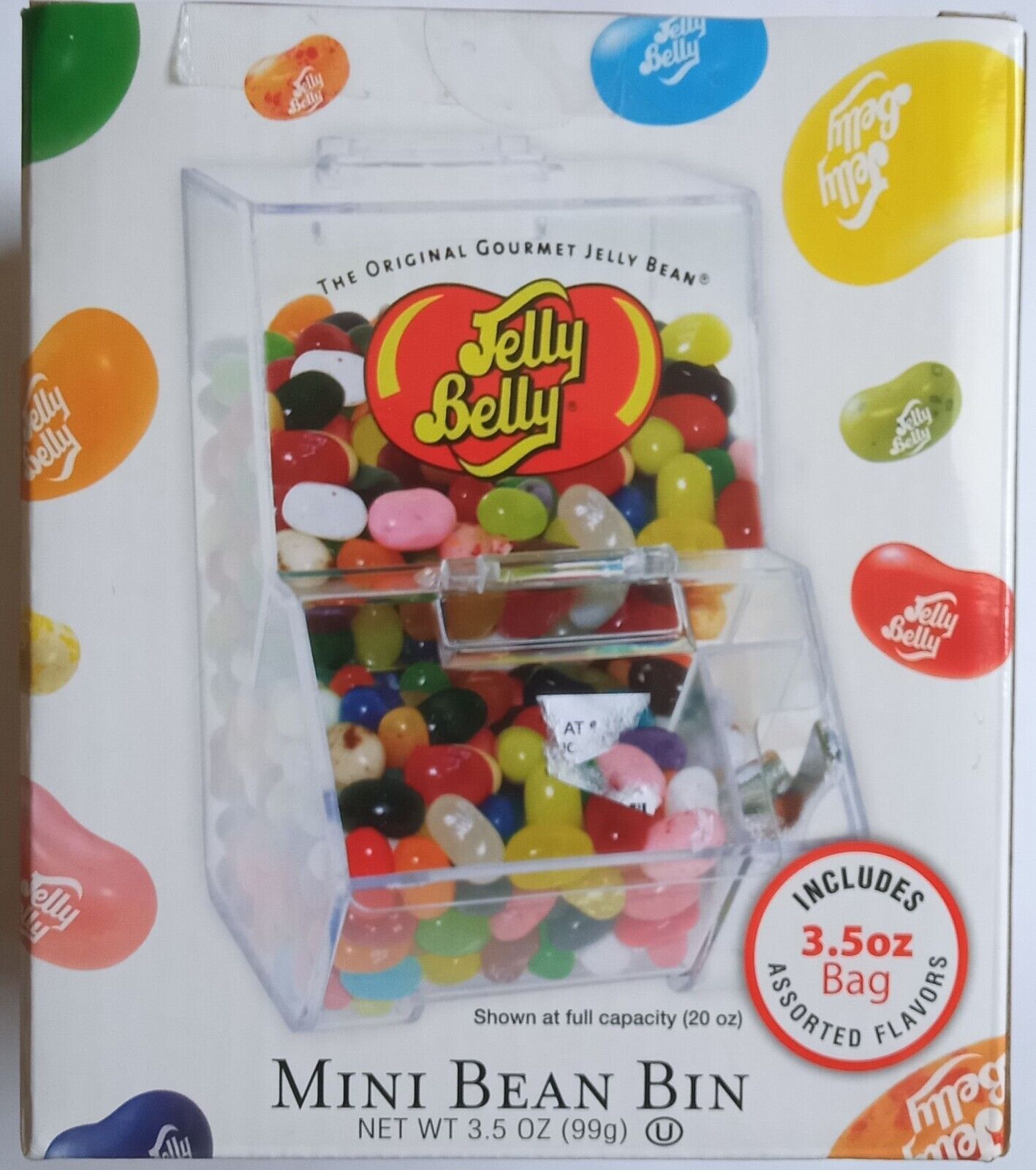 JELLY BELLY 20 OZ MINI BEAN BIN WITH 3.5 OZ JELLY BELLY BEAN BAG INCLUDED