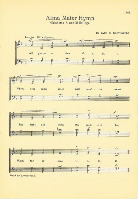 OKLAHOMA STATE UNIVERSITY OSU Vntg Song Sheet c1932 