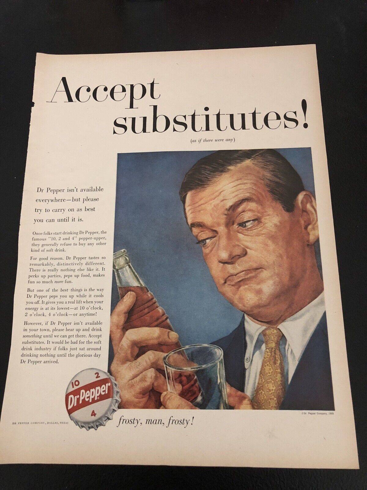 1959 DR PEPPER / OLDSMOBILE SUPER 88 - Vintage 2-sided Print Ads