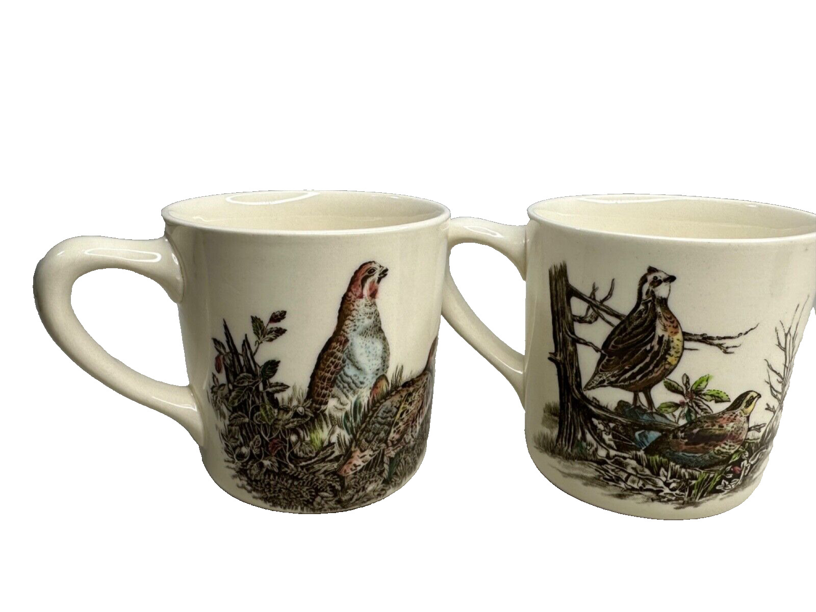 2 VTG  Johnson Brothers Game Birds Quail & Partridg Ceramic 10 Oz Mugs England