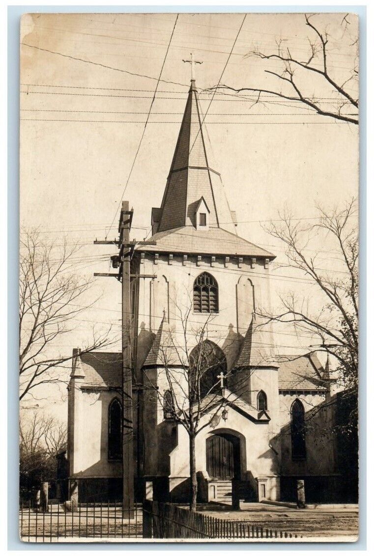 c1910's Church Steeple View Newton Maine ME RPPC Photo Unposted Postcard
