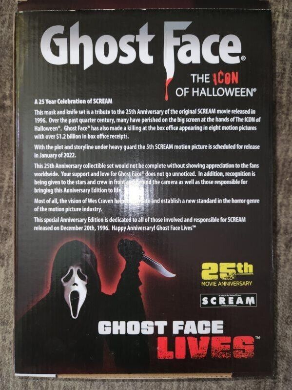 Scream Ghost Face 25th Anniversary Collectors Box Set Knife Mask Halloween