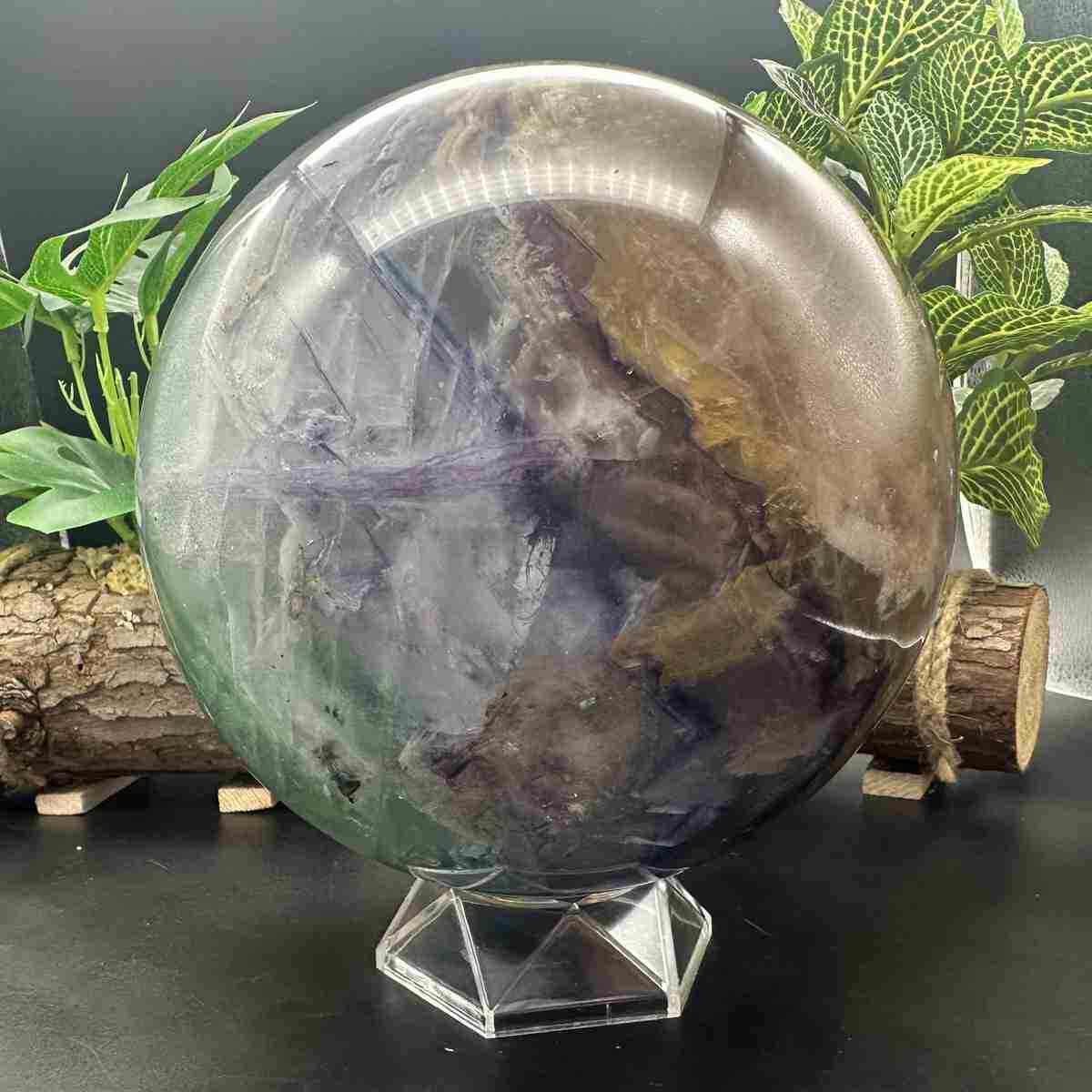 13lb Natural Fluorite Quartz Sphere Crystal Energy Ball Reiki Healing Gem Decor 