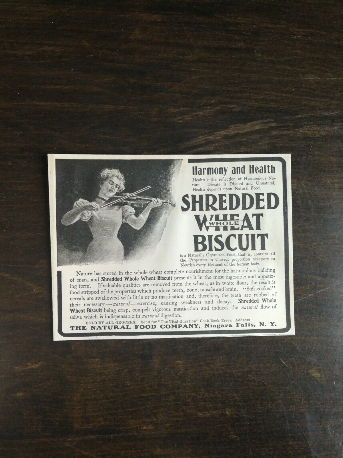 Vintage 1902 Shredded Wheat Biscuit Natural Food Company Original Ad  1021