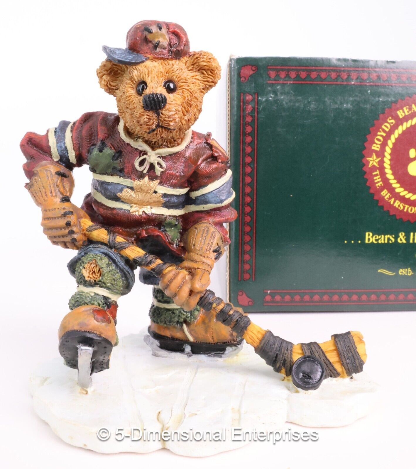 Boyds Bears & Friends Bearstone Hockey PUCK SLAPSHOT Figurine #228305 BOXED