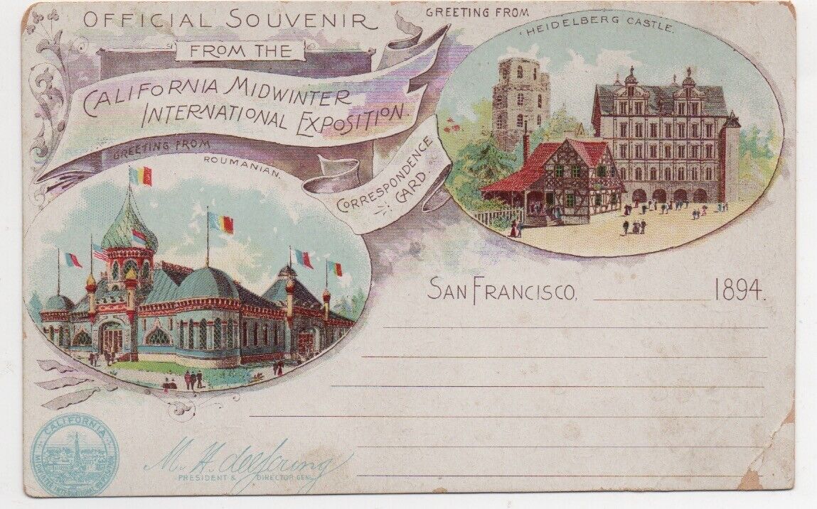 Scarce 1894 Official Postcard from the Midwinter Fair San Francisco